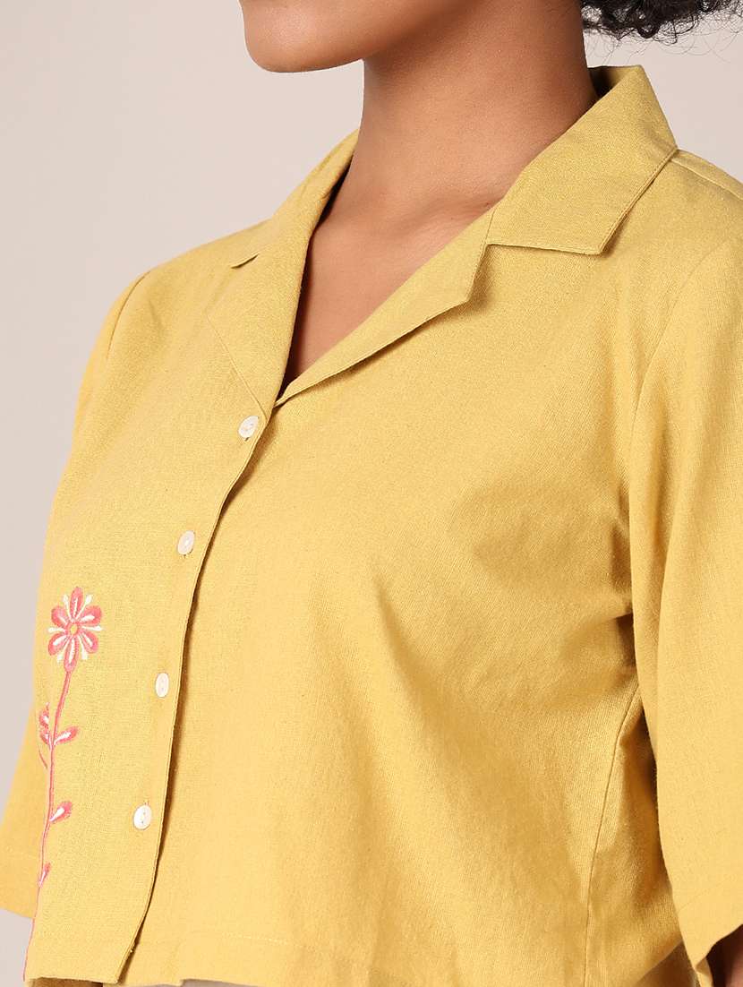 women embroidered short sleeve crop top - 21907576 -  Standard Image - 5