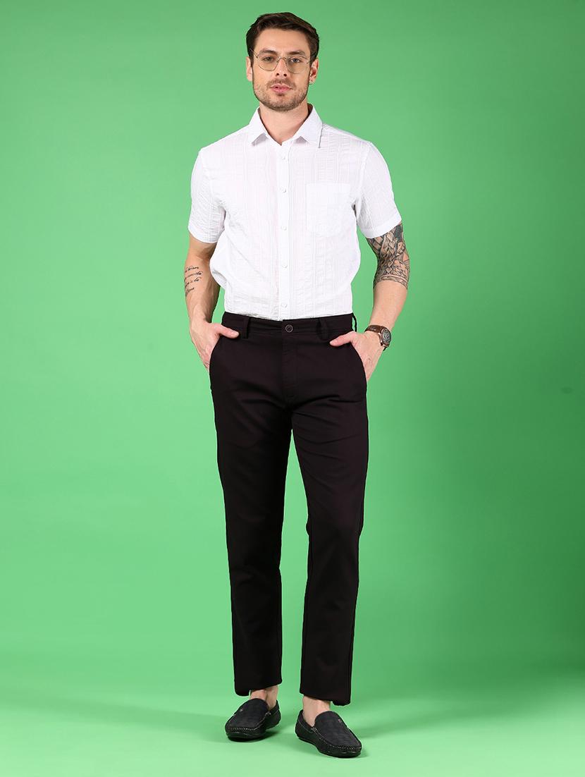 men solid md rise flat front casual chinos - 21907587 - Standard Image - 5