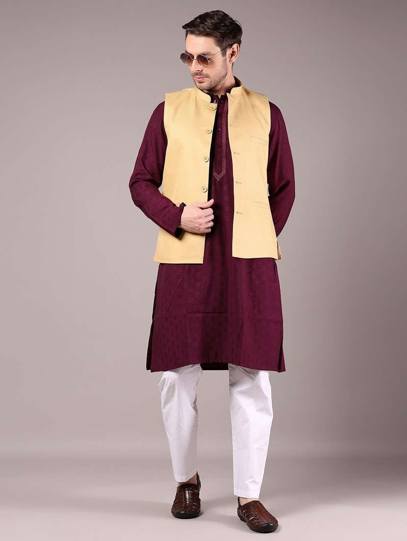 men solid sleeveless nehru jacket - 21907590 -  Standard Image - 5
