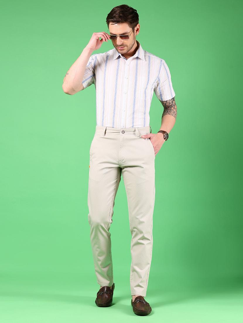 men solid md rise flat front casual chinos - 21907593 - Standard Image - 5
