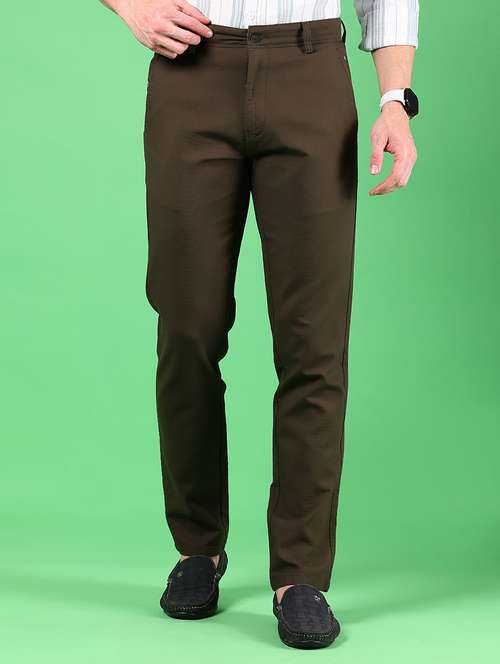 men solid md rise flat front casual chinos  - 21907600 -  Standard Image - 0