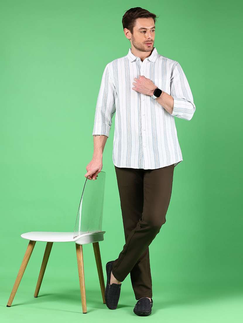 men solid md rise flat front casual chinos - 21907600 - Standard Image - 5