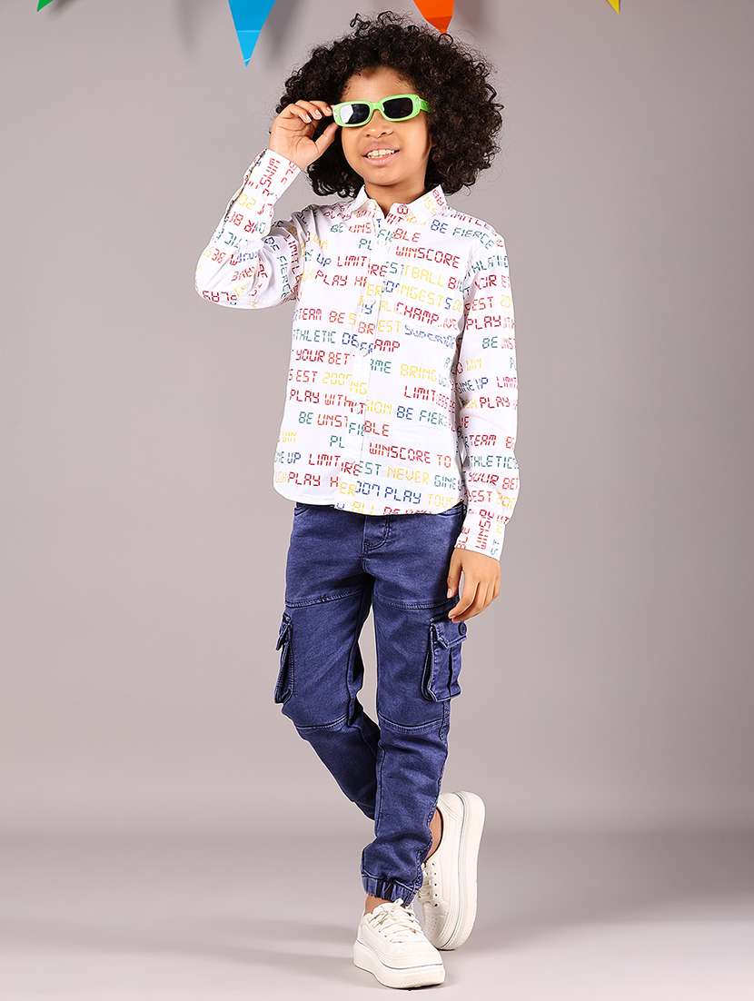 boys printed collared long sleeve shirt - 21907622 -  Standard Image - 5