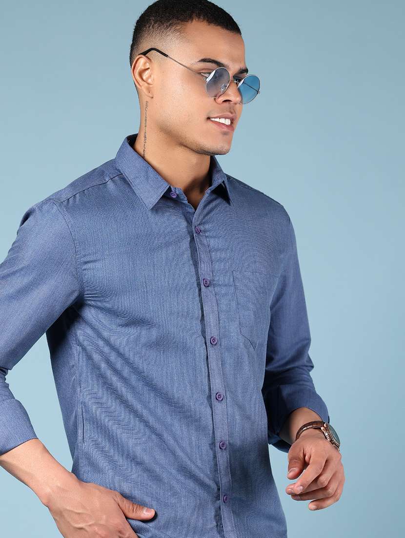men solid long sleeve regular fit casual shirt - 21907644 - Standard Image - 3