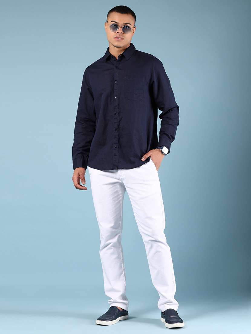 men solid collared long sleeve shirt - 21907651 -  Standard Image - 5
