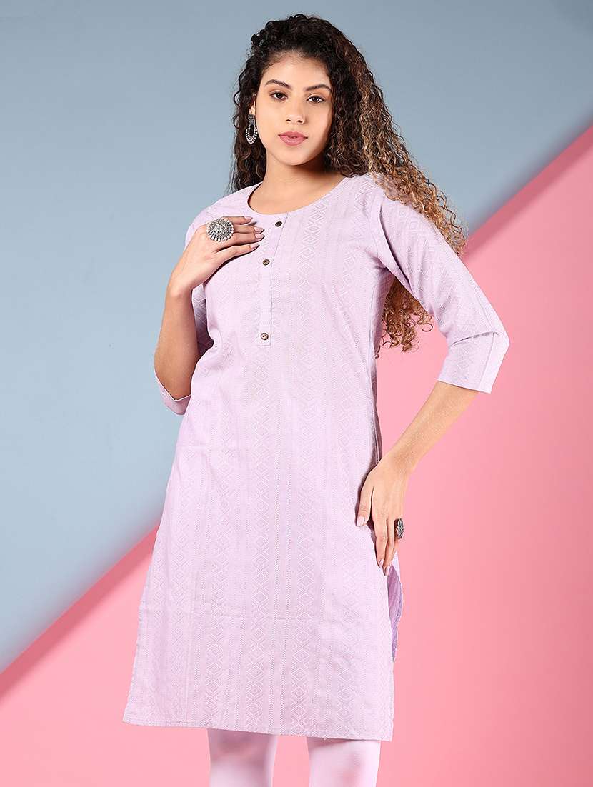 women three quarter sleeve straight kurta - 21907664 - Zoom Image - 0