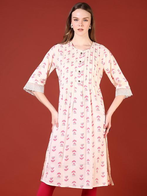 women priinted round neck a-line kurta - 21907677 -  Standard Image - 0