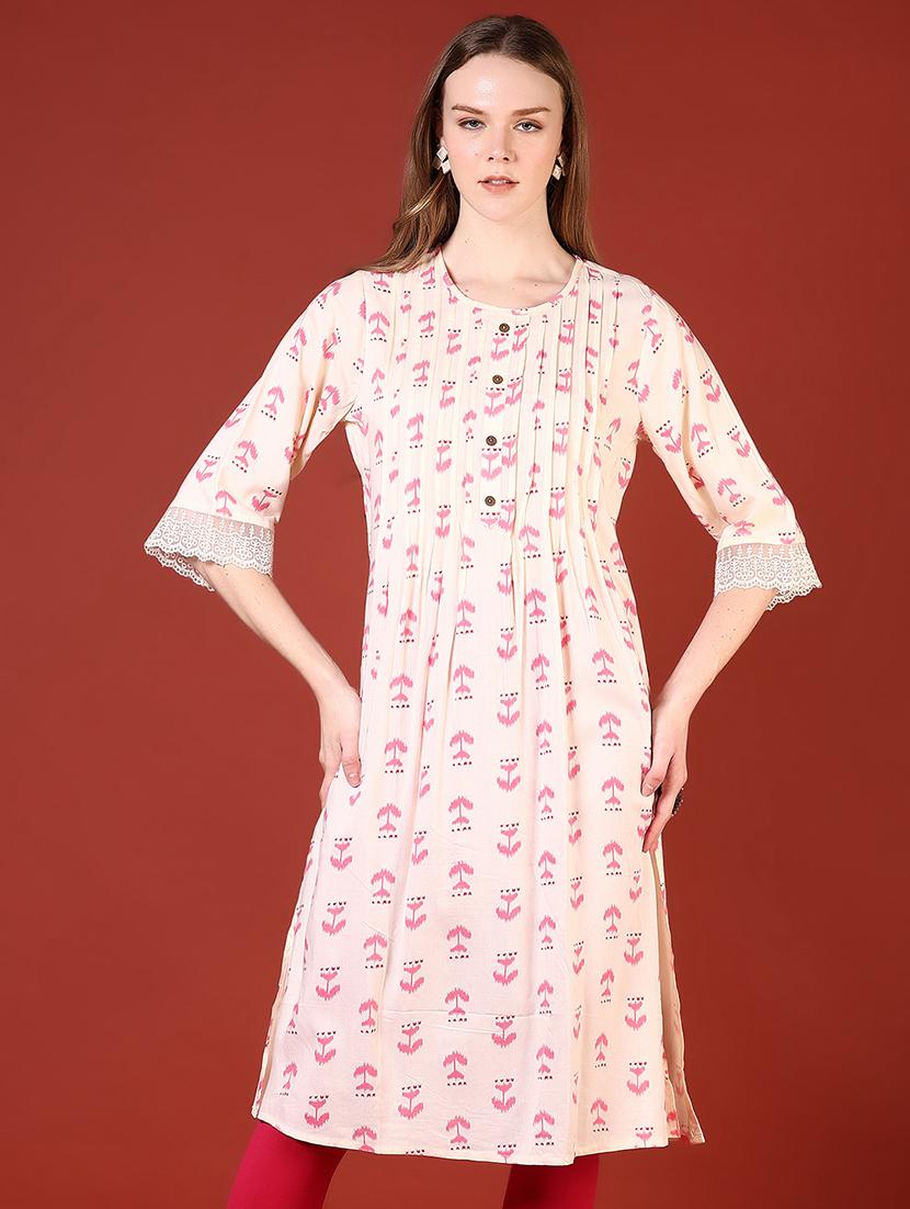 women priinted round neck a-line kurta - 21907677 -  Zoom Image - 0