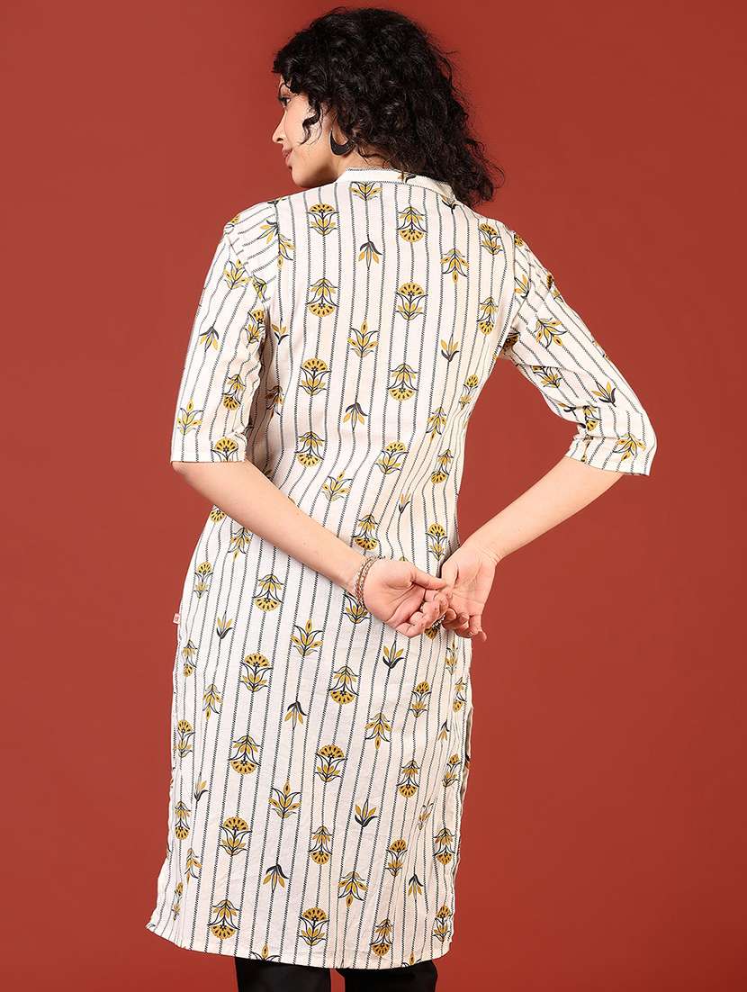 women three quarter sleeve straight kurta - 21907681 -  Standard Image - 3