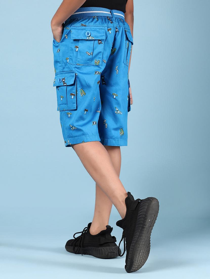 boys blue printed mid rise cargo three fourth - 21907689 - Standard Image - 3