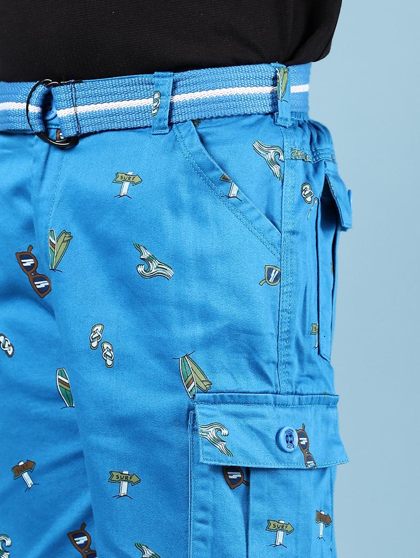 boys blue printed mid rise cargo three fourth - 21907689 - Standard Image - 5