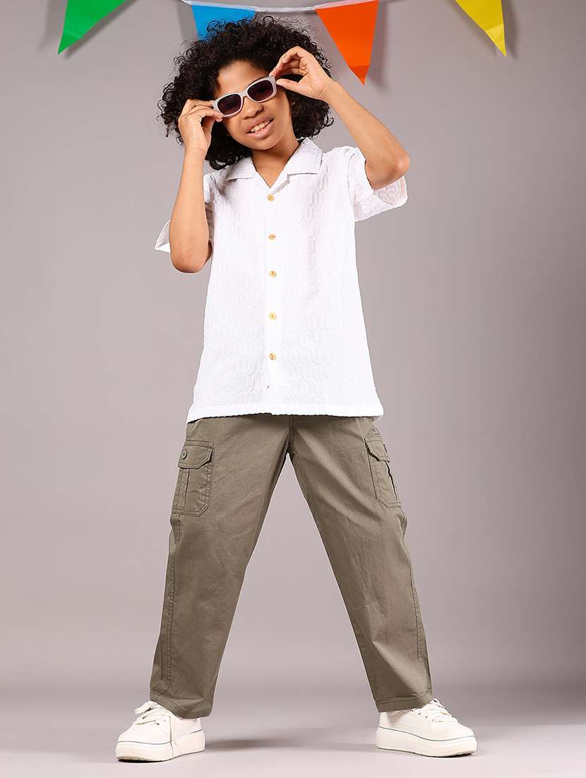 boys solid mid rie relaxed fit cargo - 21907692 -  Standard Image - 5