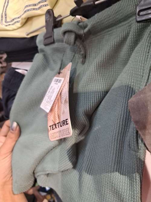 olive pc waffle knit shorts & three fourth - 21907697 - Standard Image - 0