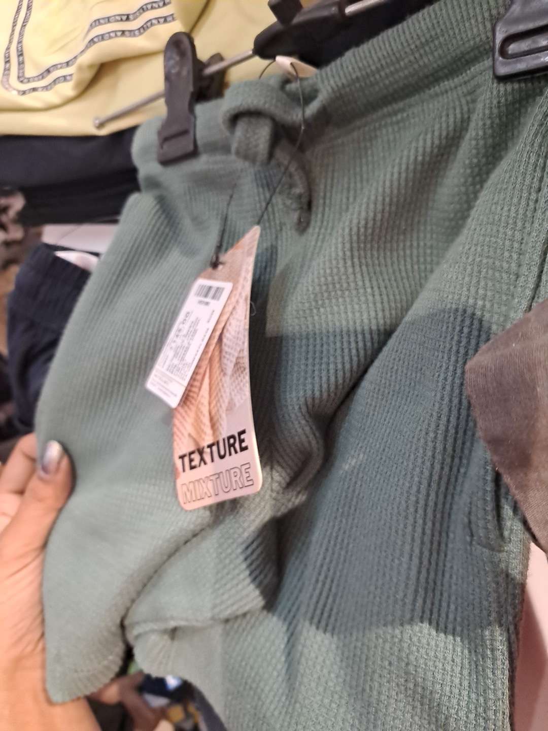 olive pc waffle knit shorts & three fourth - 21907697 - Zoom Image - 0