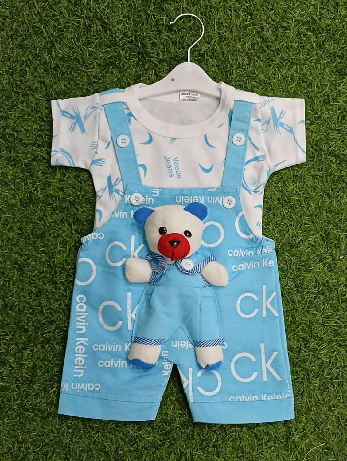 boys printed round neck t-shirt & duangaree set