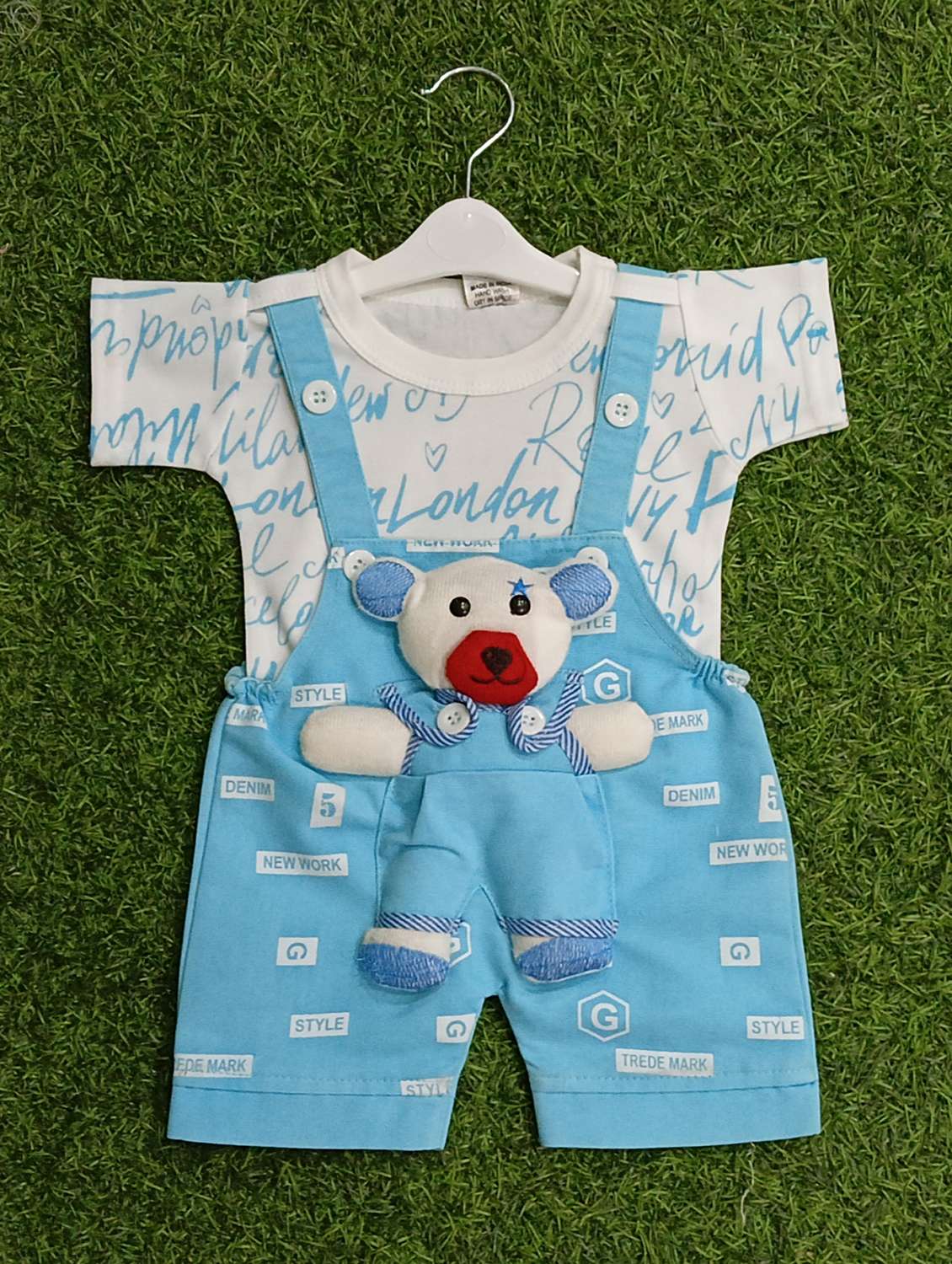 boys printed round neck t-shirt & duangaree set