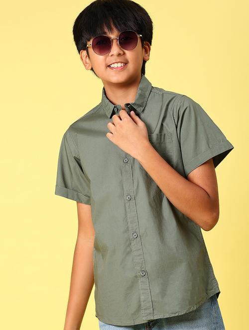 boys solid short sleeve casual shirt - 21907779 -  Standard Image - 0