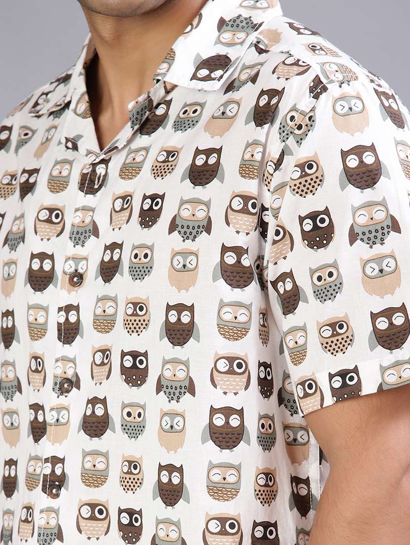 men printed collared short sleeve regular fit shirt - 21907782 -  Standard Image - 5