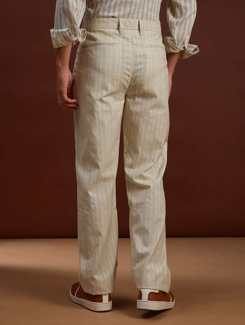 men self design mid rise flat front casual trouser - 21907812 -  Standard Image - 3