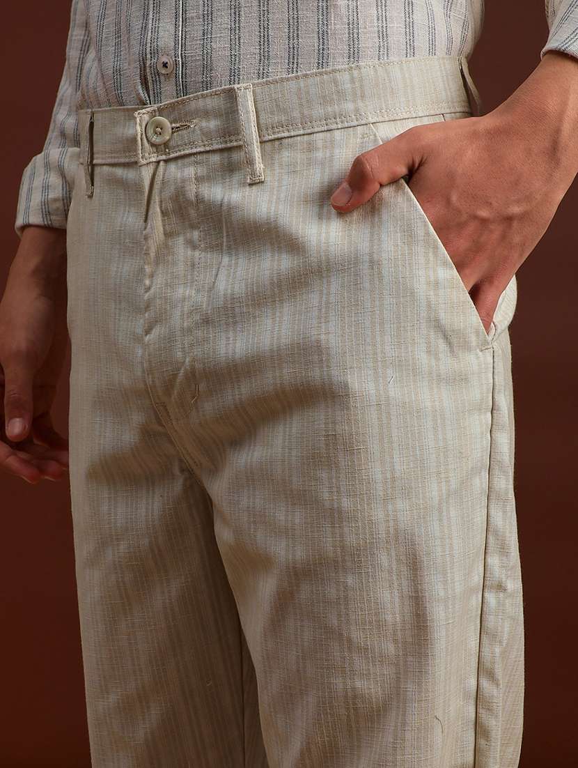 men self design mid rise flat front casual trouser - 21907812 -  Standard Image - 5