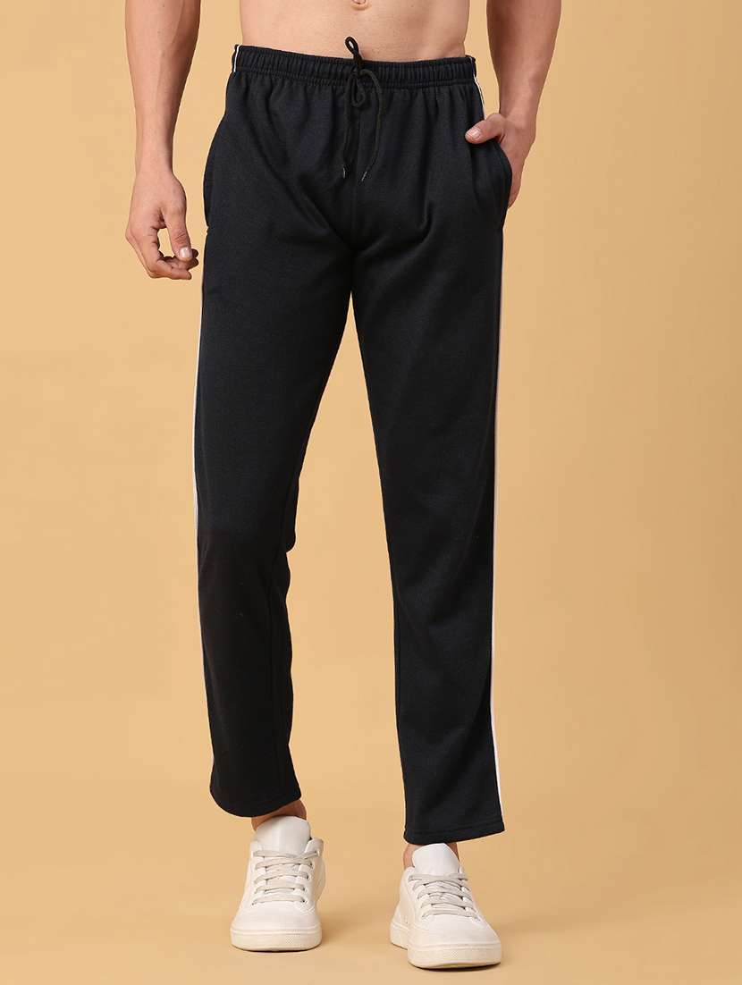 men solid mid rise track pants 