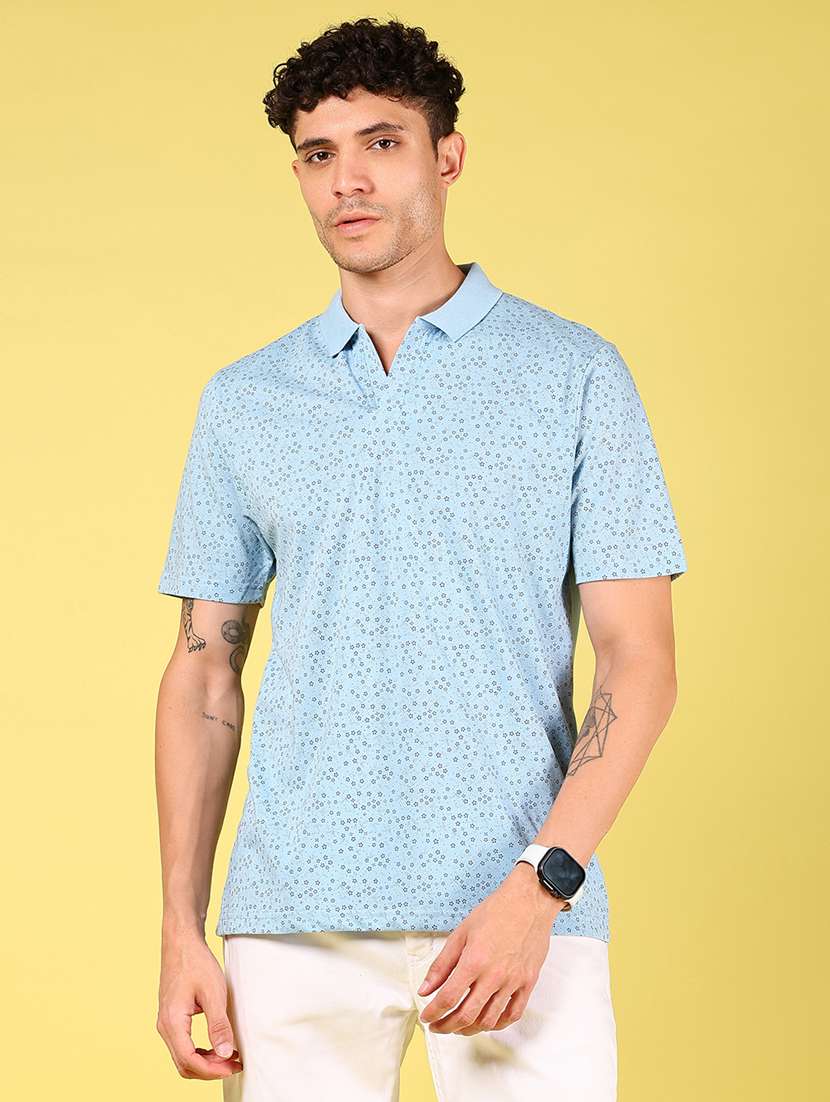 men printed short sleeve polo t-shirt