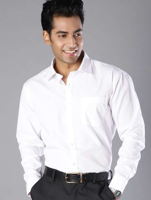 men solid long sleeve regular fit formal shirt - 21908043 - Standard Image - 0