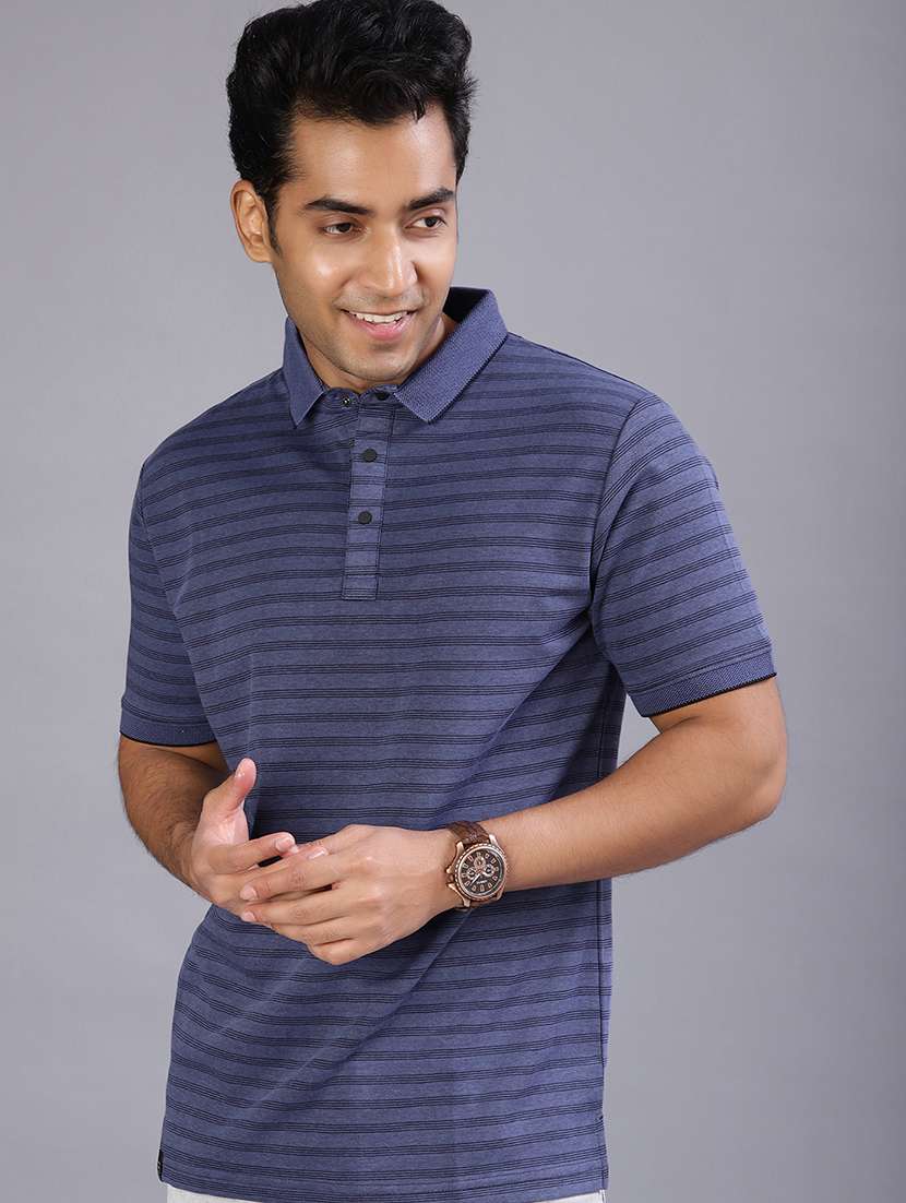 men striped short sleeve regular fit polo t-shirt