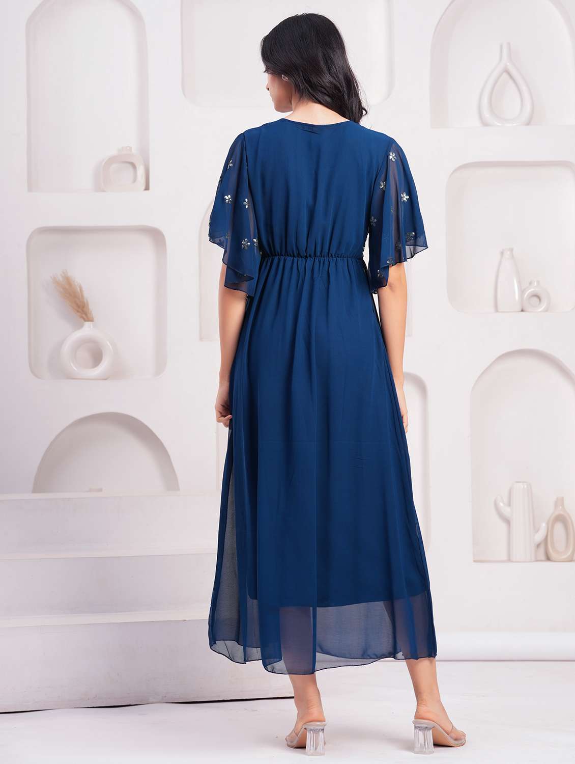 women embellished flared sleeve a-line ethnic dress - 21908181 - Standard Image - 3
