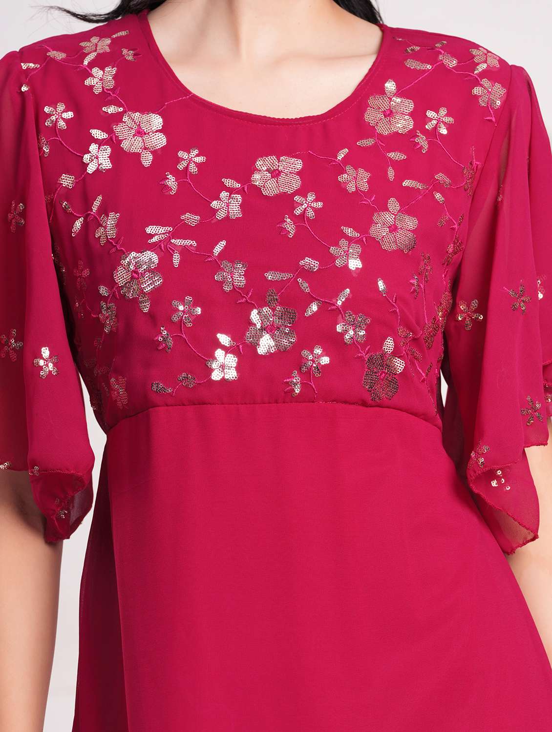 women embellished flared sleeve a-line ethnic dress - 21908183 - Standard Image - 5