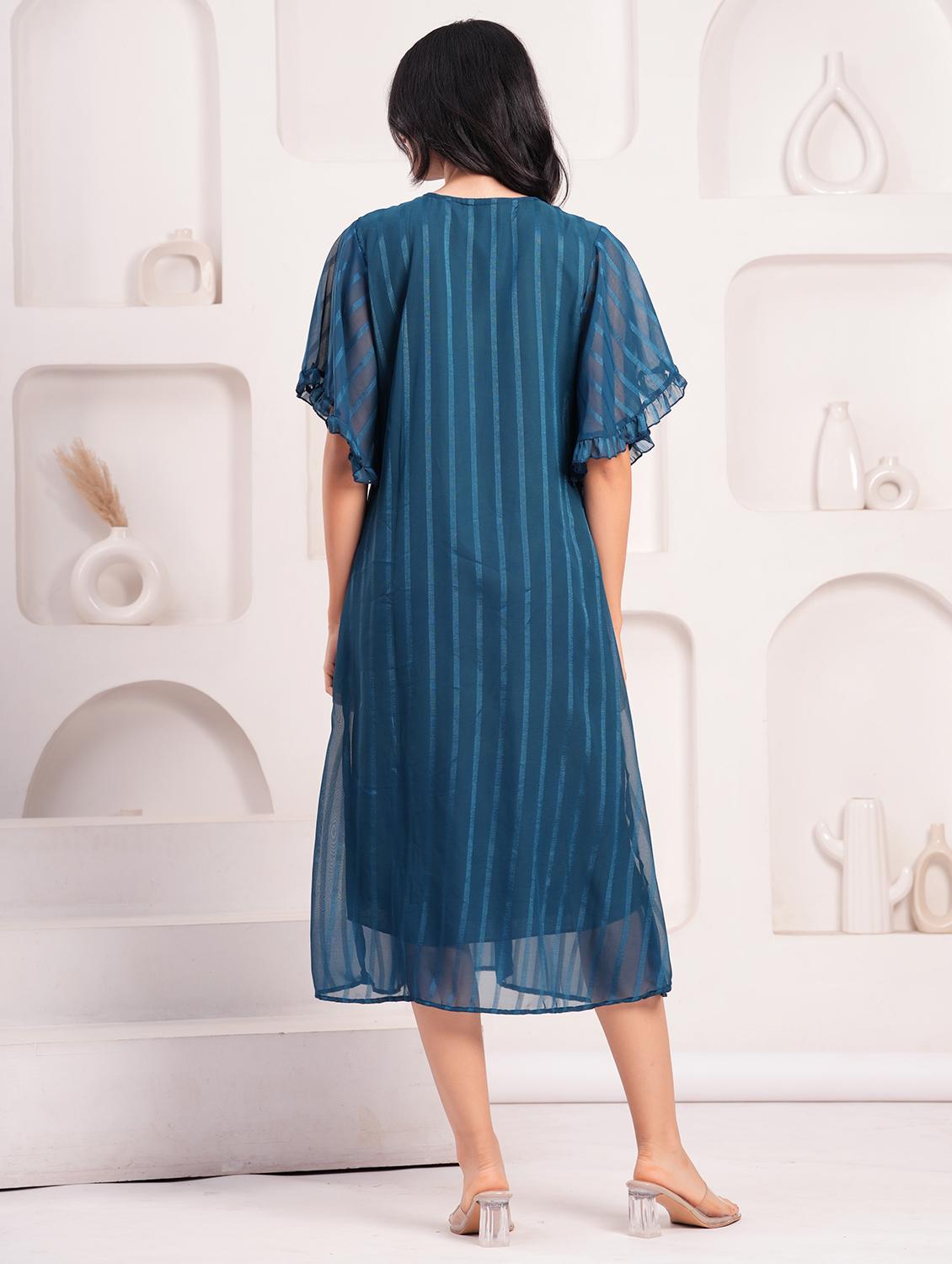 women embroidered flared sleeve a-line ethnic dress - 21908277 - Standard Image - 3