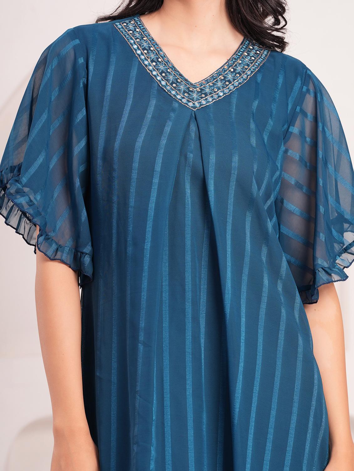 women embroidered flared sleeve a-line ethnic dress - 21908277 - Standard Image - 5