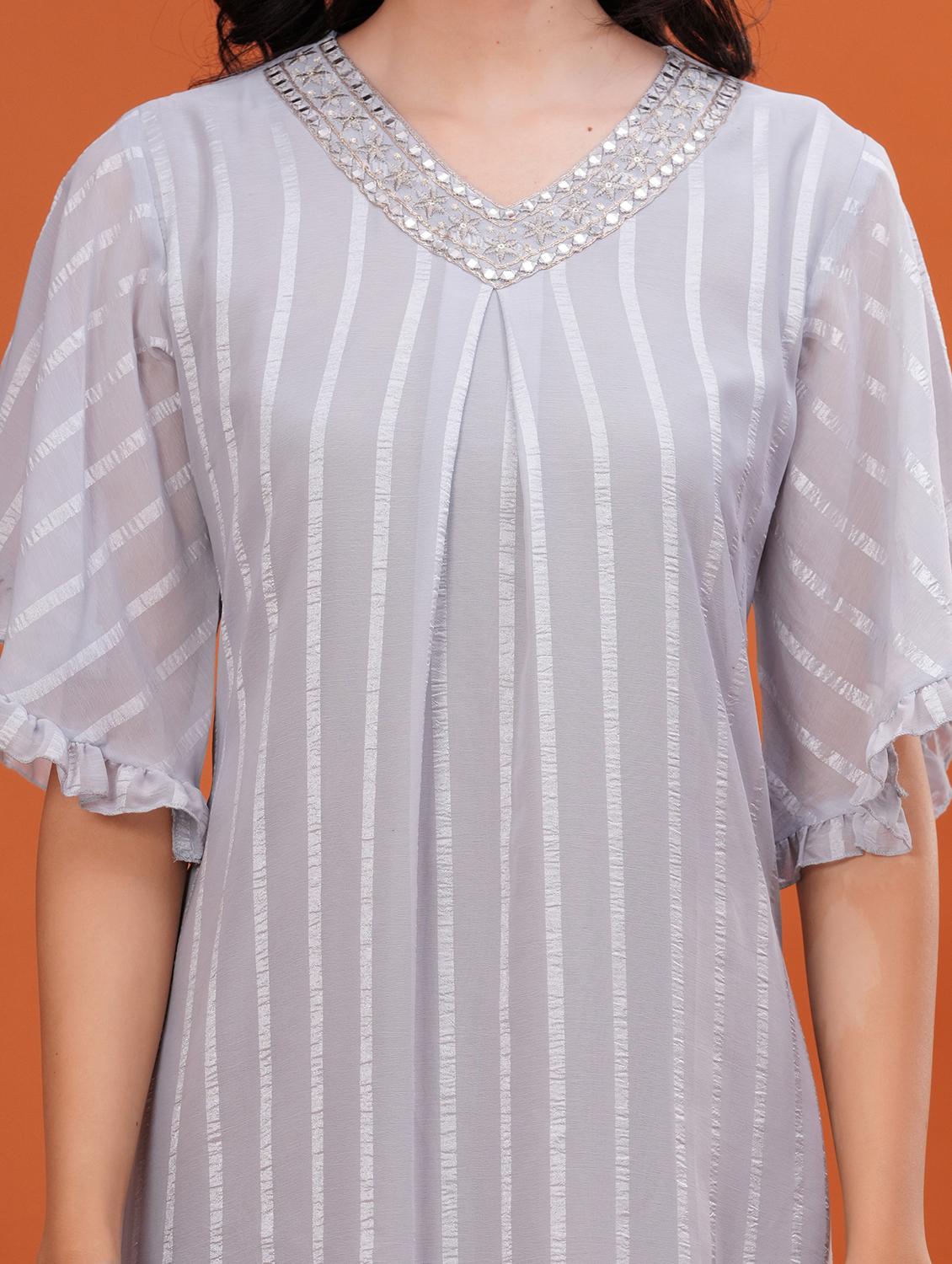 women embroidered flared sleeve a-line ethnic dress - 21908278 - Standard Image - 5