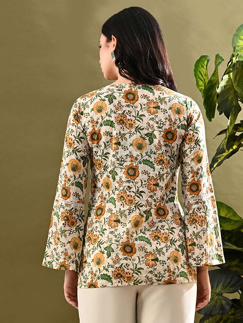 women floral printed bell sleeves regular top - 21908309 -  Standard Image - 3