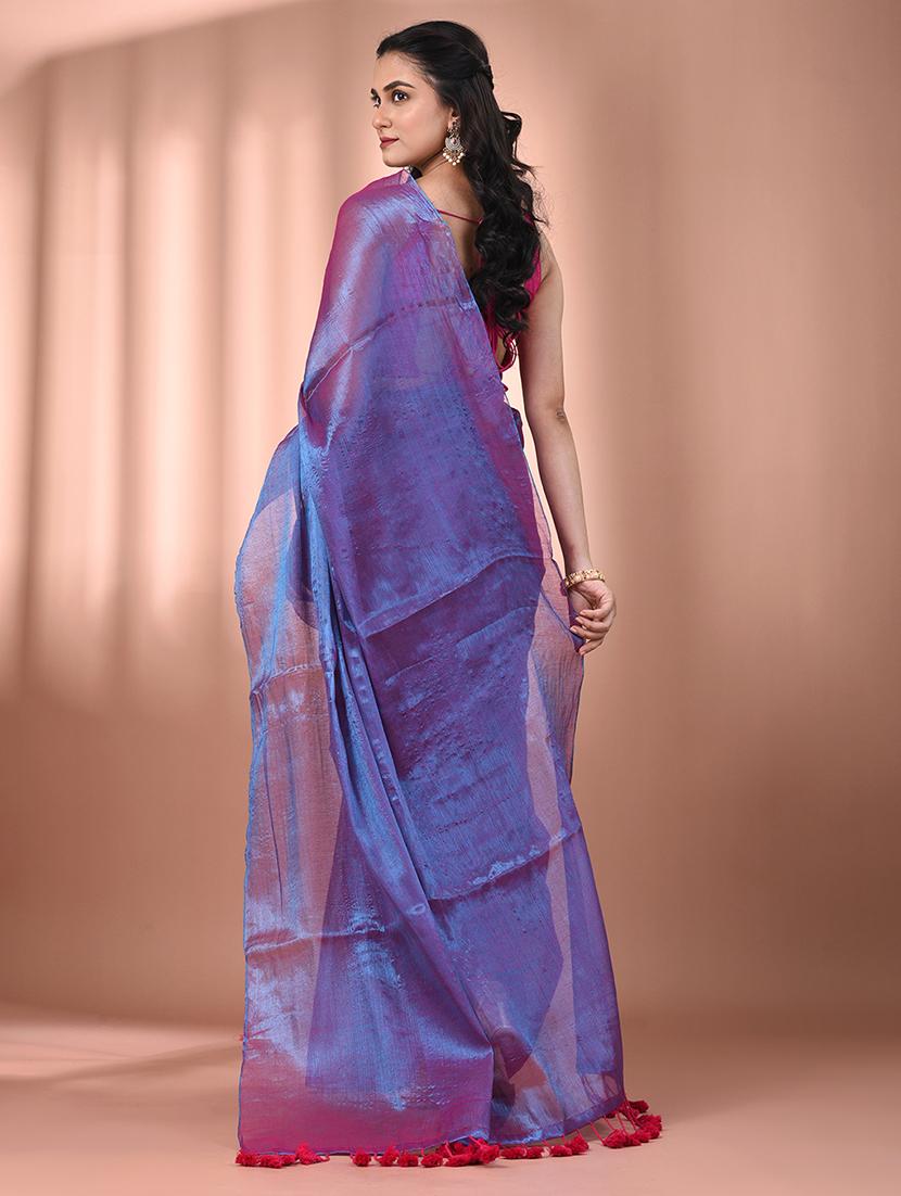 women solid casual wear saree with blouse - 21908330 - Standard Image - 3