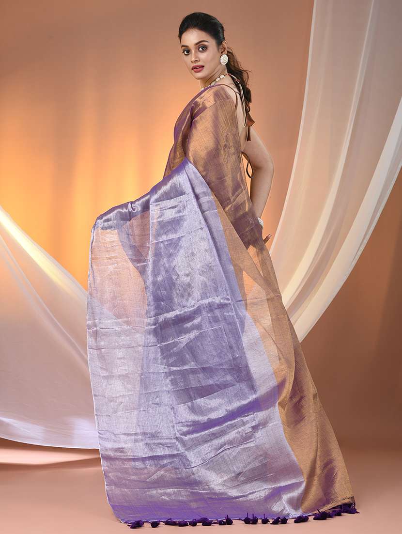 women copper handloom saree with blouse - 21908338 -  Standard Image - 3