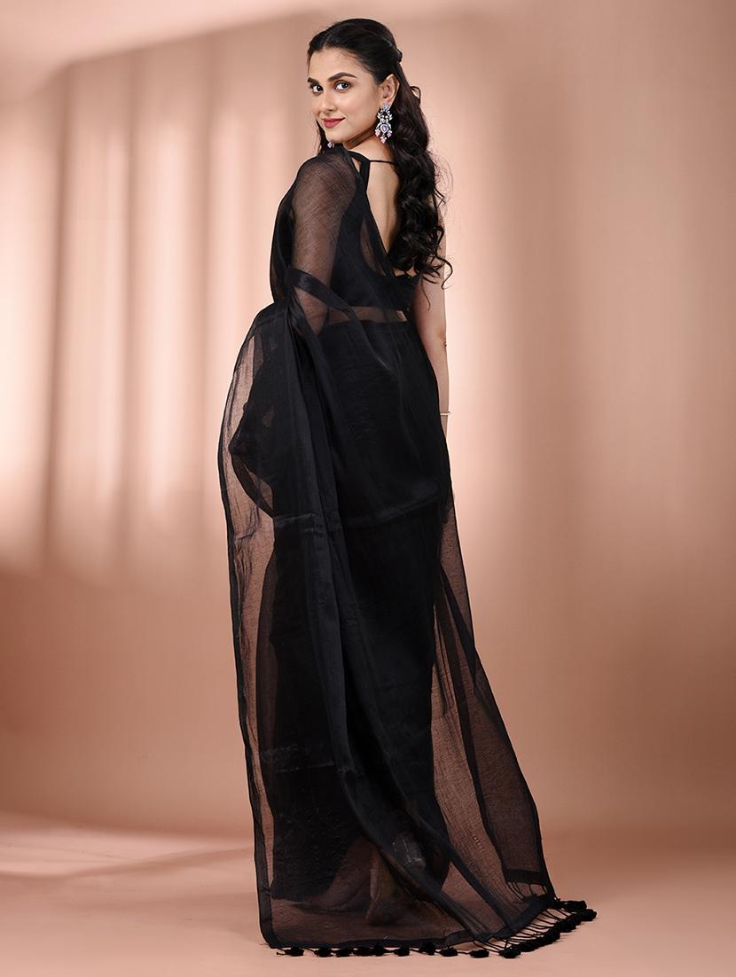 women solid casual wear saree with blouse - 21908343 - Standard Image - 3