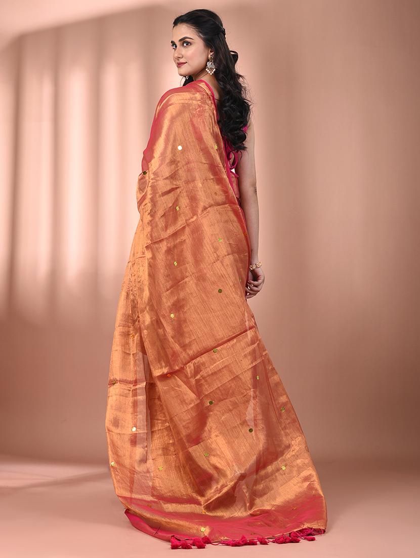 women solid with work embellished saree with blouse - 21908348 - Standard Image - 3