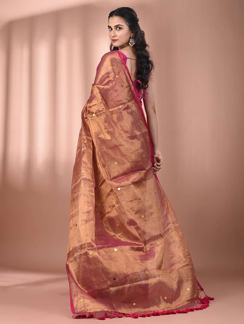 women solid with work embellished saree  with blouse - 21908349 -  Standard Image - 3