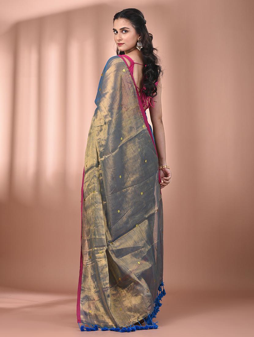 women solid with work embellished saree with blouse - 21908350 - Standard Image - 3
