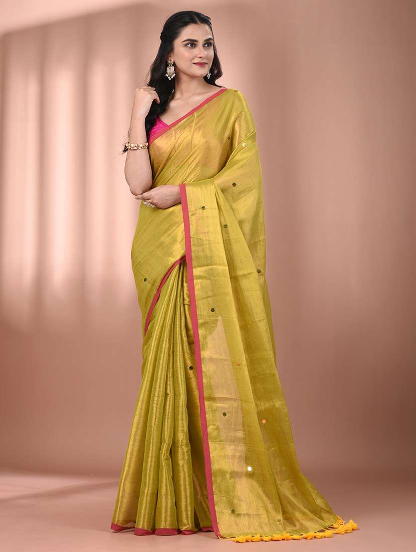 women solid with work embellished saree with blouse - 21908352 - Zoom Image - 0