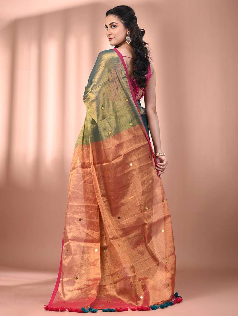 women solid with work embellished saree  with blouse - 21908354 -  Standard Image - 3