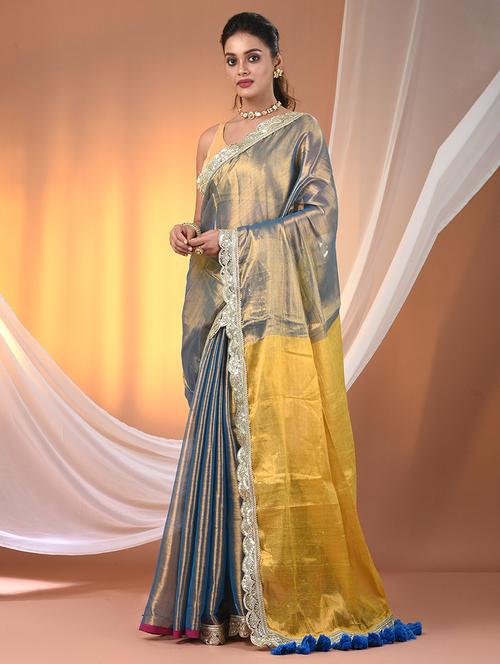 women solid with bordered saree with blouse - 21908357 - Standard Image - 0