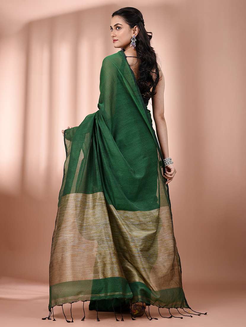 women solid handloom saree with blouse - 21908371 -  Standard Image - 3