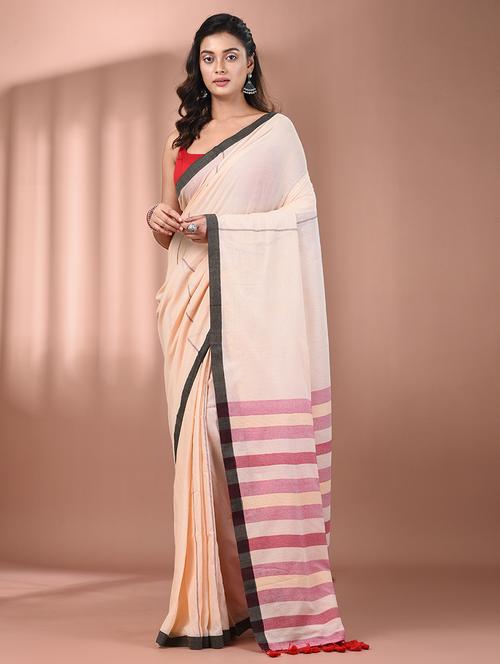 women striped handloom saree with blouse - 21908387 -  Standard Image - 0