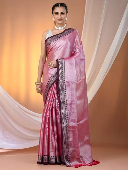 women solid with bordered saree with blouse - 21908388 - Standard Image - 0