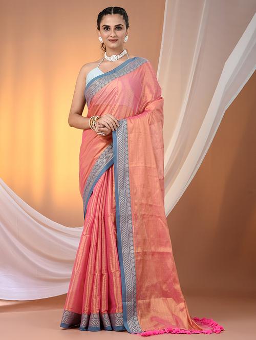 women solid with bordered saree with blouse - 21908390 -  Standard Image - 0