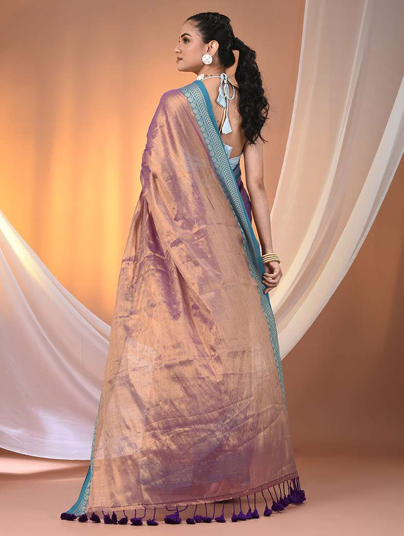 women solid with bordered saree with blouse - 21908395 - Standard Image - 3