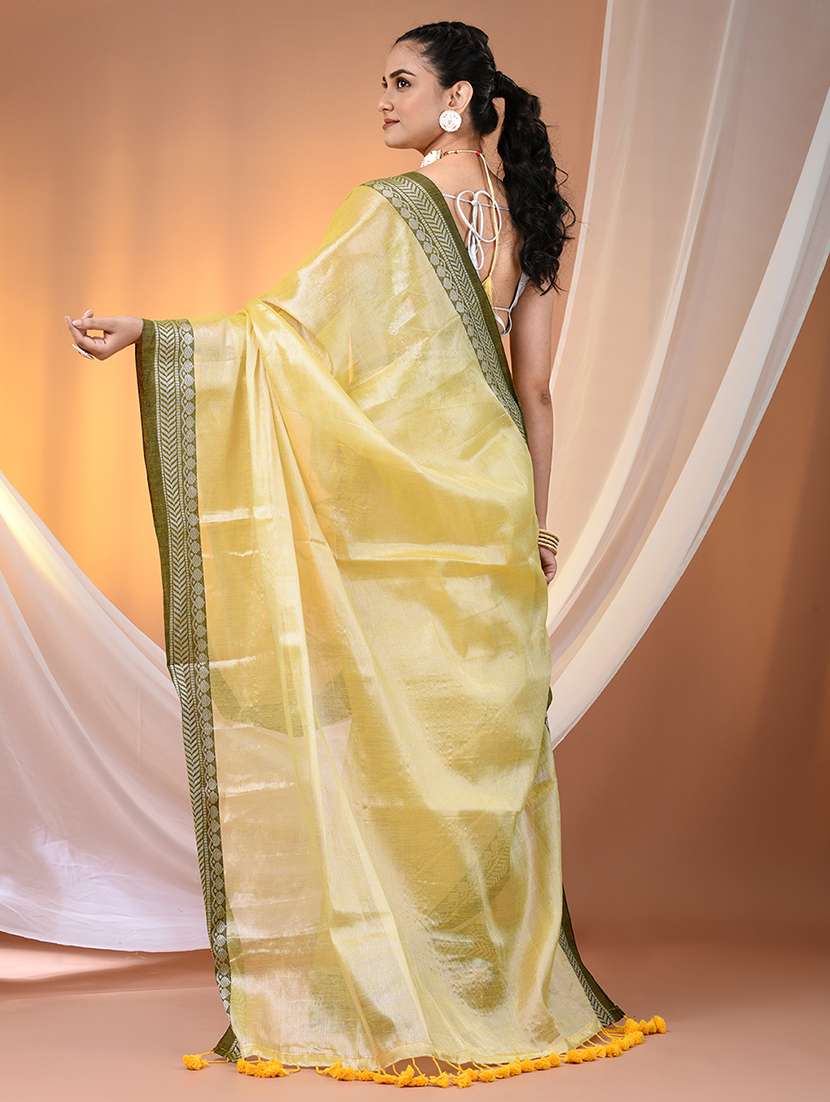 women solid with bordered saree with blouse - 21908399 - Standard Image - 3