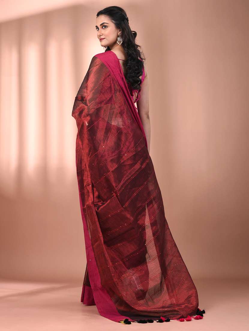 women solid with work embellished saree  with blouse - 21908401 -  Standard Image - 3